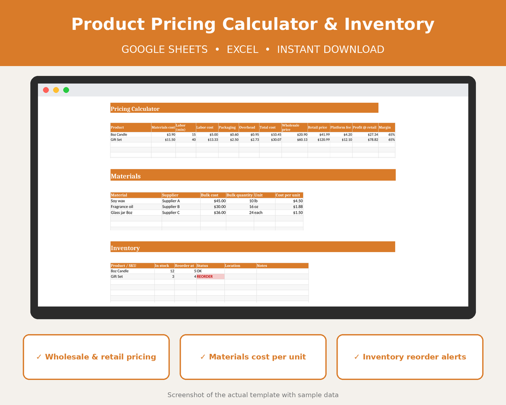 Product Pricing Calculator & Inventory preview