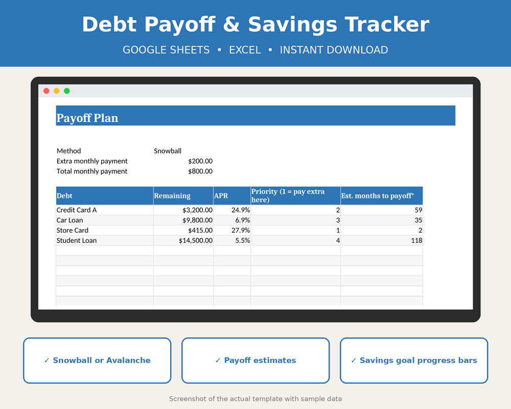 Debt Payoff & Savings Tracker preview